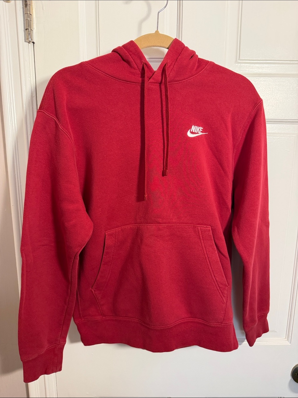 Nike Red Pullover Hoodie with White Logo